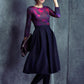 Blue navy knee length skirts with pleats and pockets