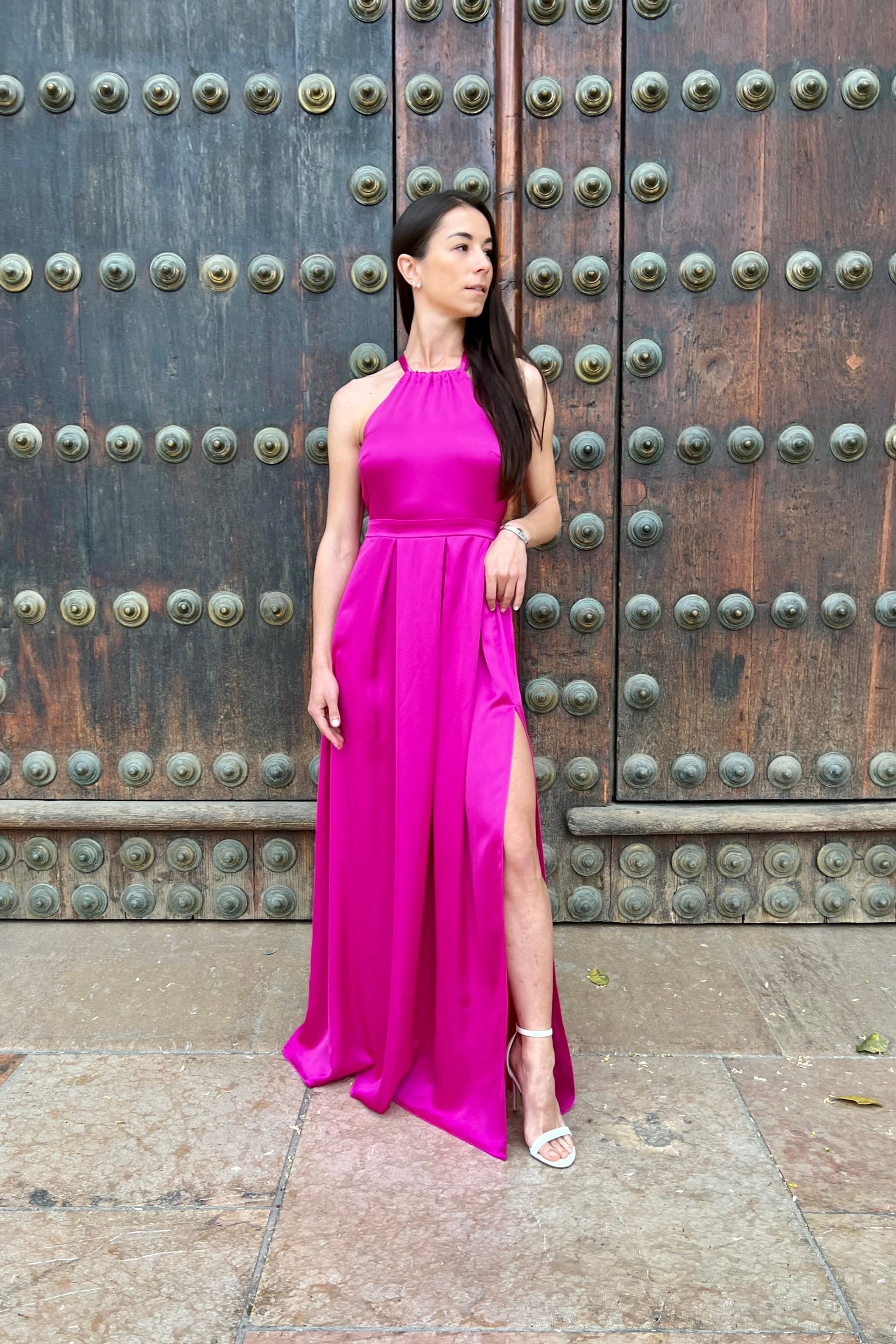 Ball Gown Caroline Flack Pink Maxi Dress Bright Pink Maxi Dress Without Sleeves GUNTINA Ball Gown Caroline Flack Pink Maxi Dress Bright Pink Maxi Dress Without Sleeves GUNTINA
