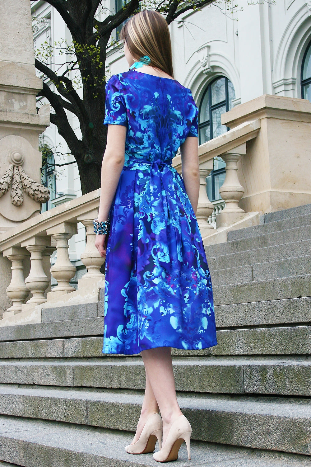 Blue printed dress
