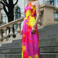 Bright long dress with abstract print