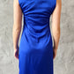 Blue satin dress with wide straps