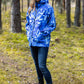 Softshell jacket with blue abstract print
