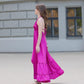 Bright Pink Long dress with narrow straps