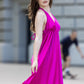 Bright Pink Long dress with narrow straps