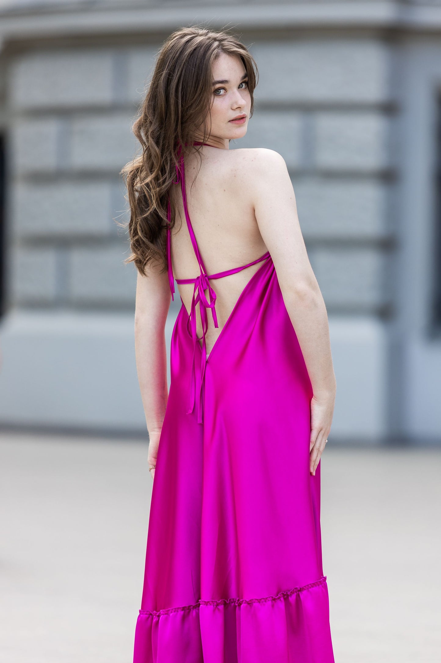 Long dress with narrow straps