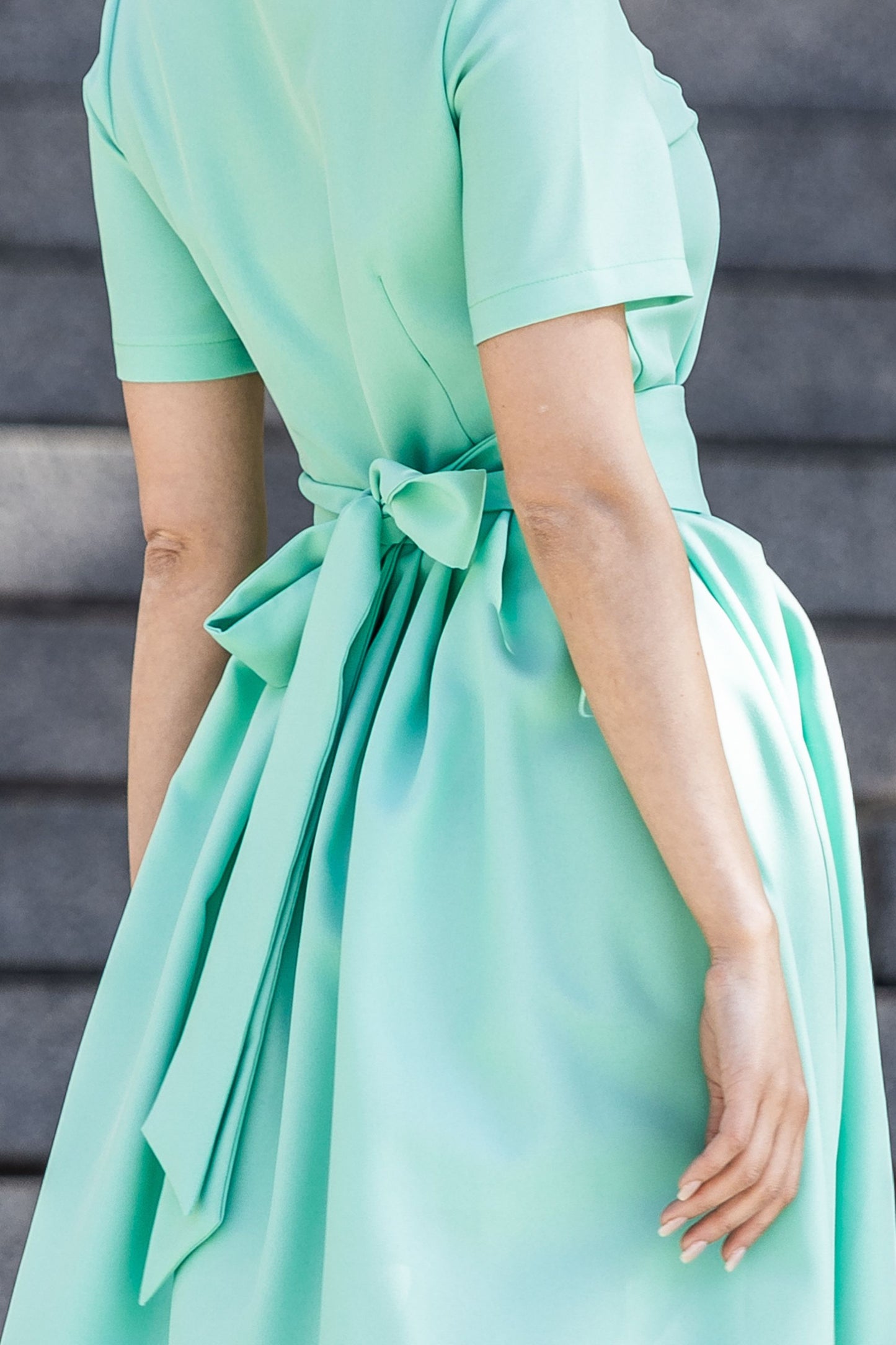 Mint dress with pleats