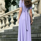 Light purple maxi dress with circle skirts and belt
