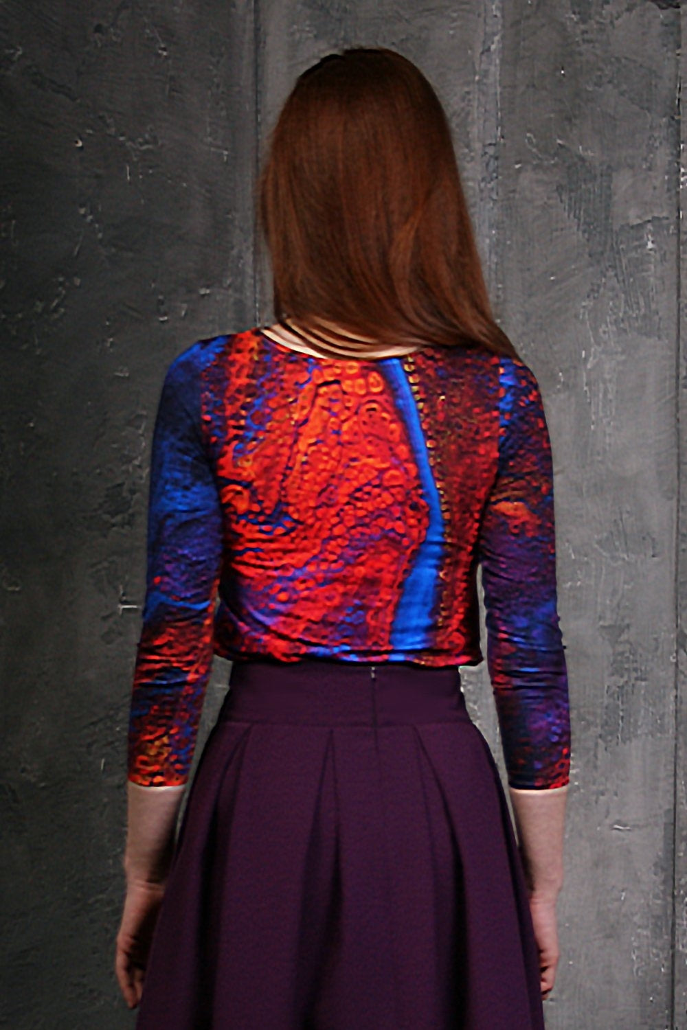 Top with abstract purple print