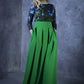 Green full maxi skirts with side pockets