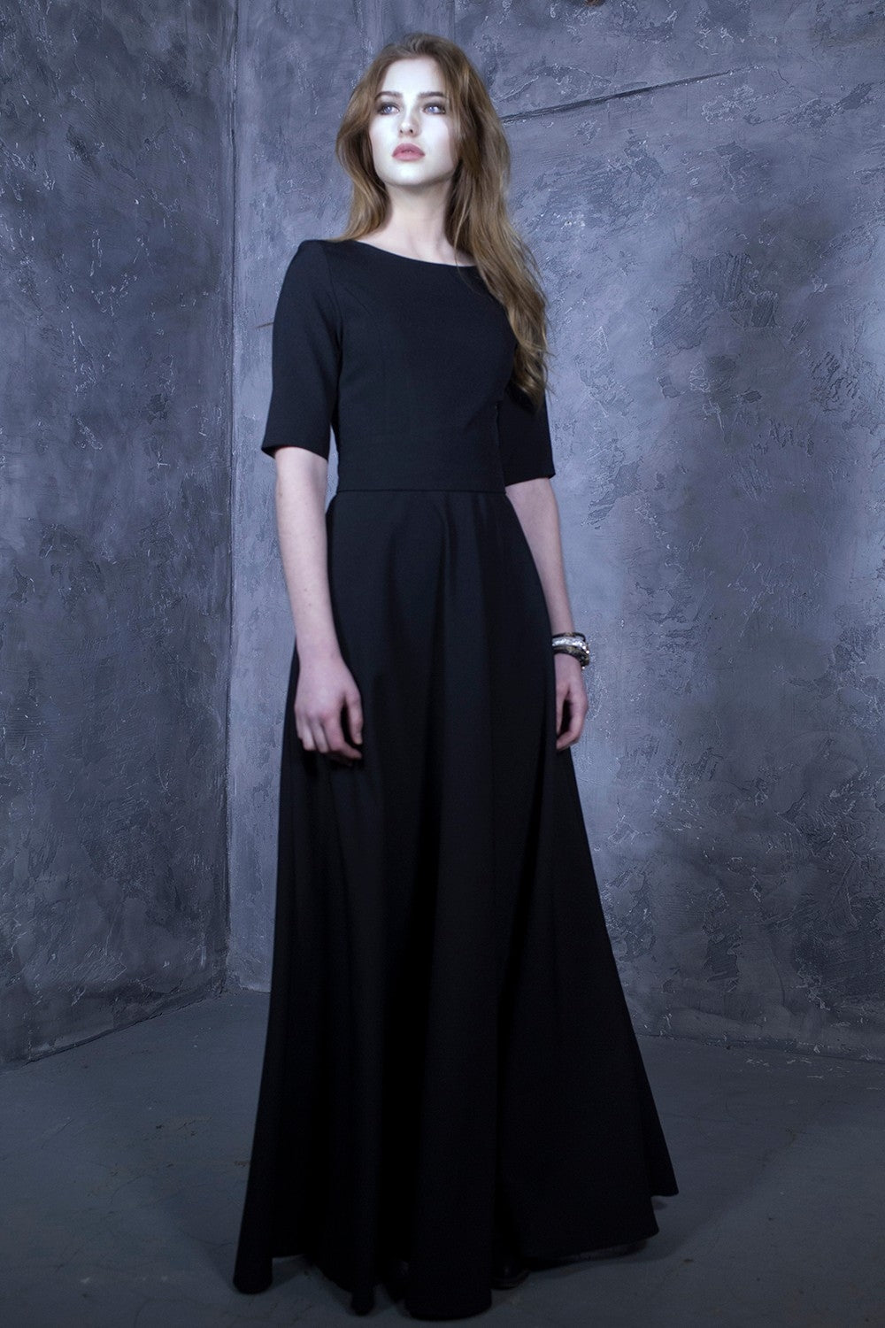 Black maxi dress with circle skirts