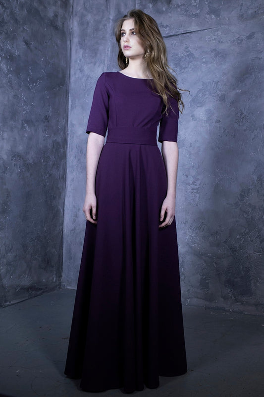 Dark purple maxi dress with circle skirts