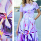 Dress with painted iris print