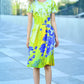 Dress with painted cornflower print