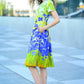 Dress with painted cornflower print