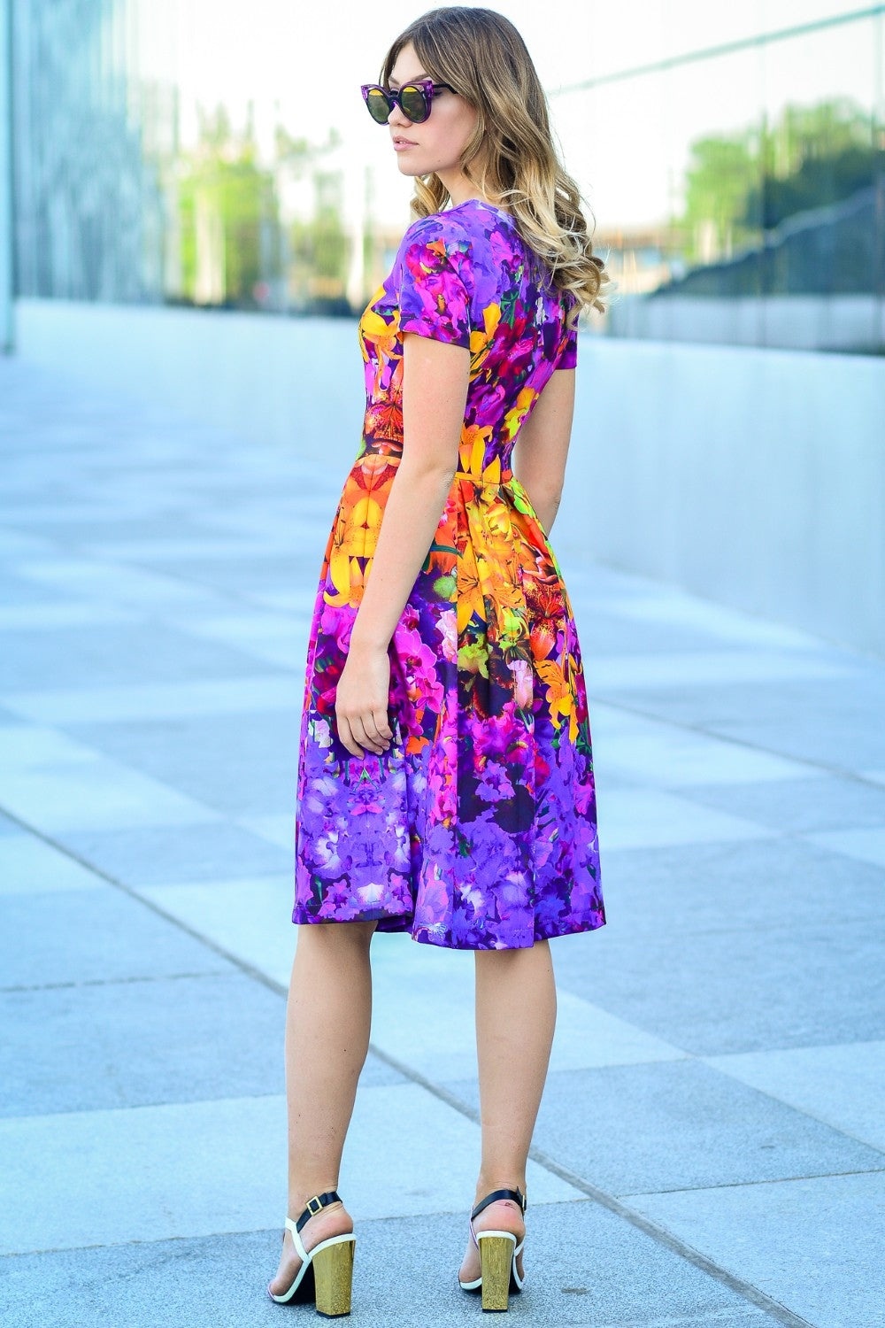 yellow dress purple flowers The Liliana | Yellow Wedding Guest Dress Mermaid Spaghetti Straps Floral Maxi Dress