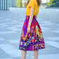 Full skirts with abstract red purple print
