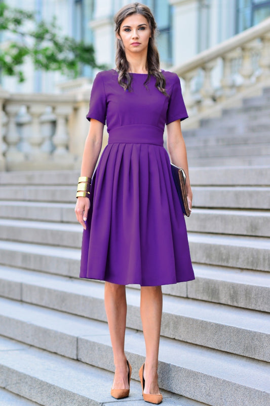 Purple dress with pleats