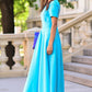 Light blue long dress with circle skirts