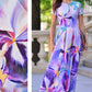 Maxi dress with painted iris print