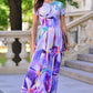 Maxi dress with painted iris print