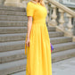 Yellow maxi dress with pleats