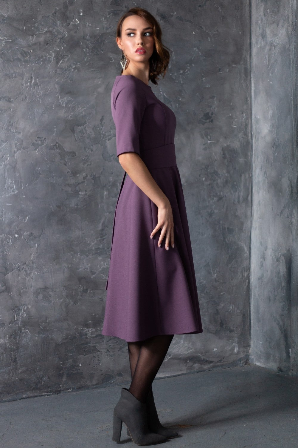 Grey purple dress with circle skirts