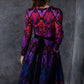 Dress with red purple abstract lozenges