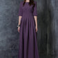 Purple grey maxi dress with pleats