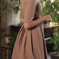 Brown midi dress with pleats