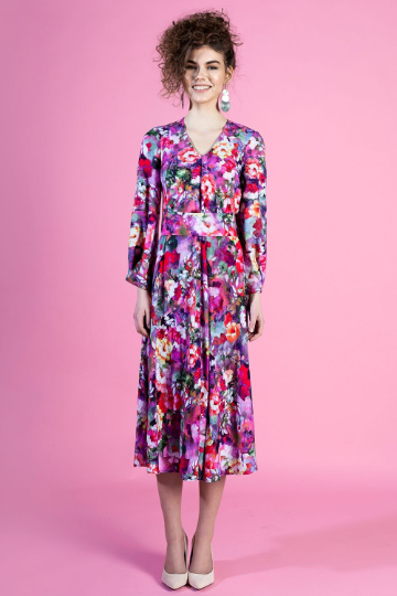 Thick viscose dress with floral print